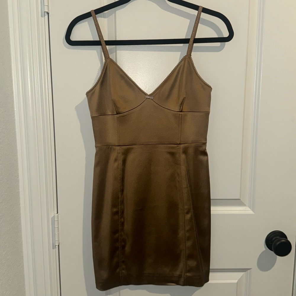 gold aritzia mini dress
